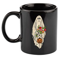 Spooky Halloween Floral Ghost 11oz C Handle Ceramic Mug