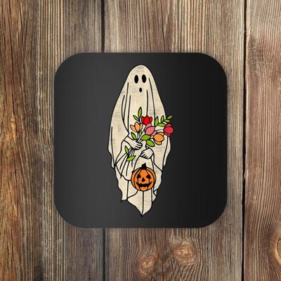 Spooky Halloween Floral Ghost Coaster