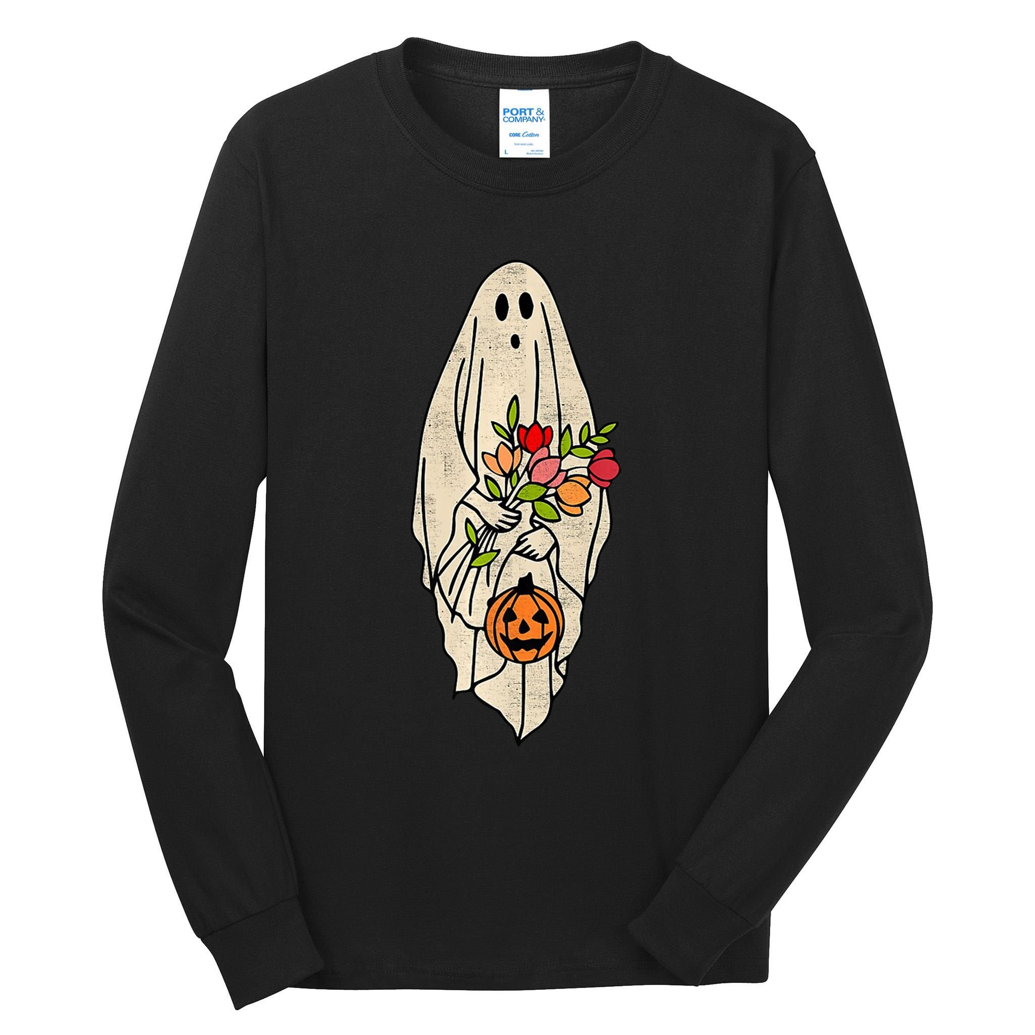 Spooky Halloween Floral Ghost Tall Long Sleeve T-Shirt