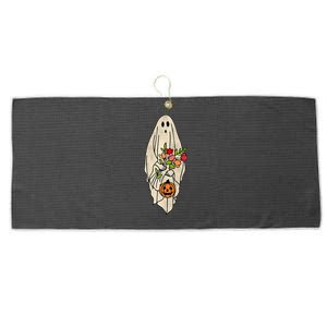 Spooky Halloween Floral Ghost Large Microfiber Waffle Golf Towel