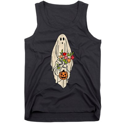 Spooky Halloween Floral Ghost Tank Top