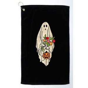 Spooky Halloween Floral Ghost Platinum Collection Golf Towel