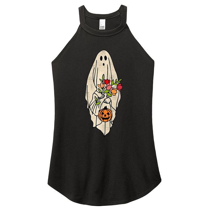 Spooky Halloween Floral Ghost Women's Perfect Tri Rocker Tank