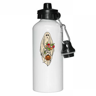 Spooky Halloween Floral Ghost Aluminum Water Bottle