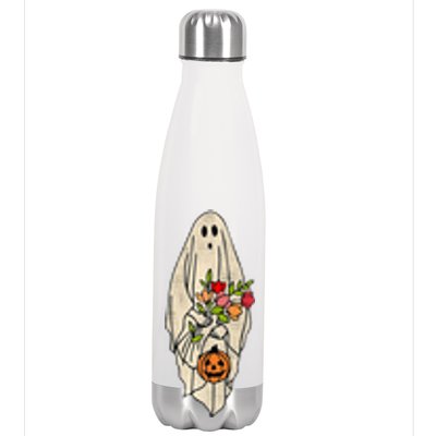 Spooky Halloween Floral Ghost Stainless Steel Insulated Water Bottle