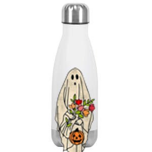 Spooky Halloween Floral Ghost Stainless Steel Insulated Water Bottle