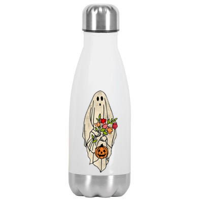 Spooky Halloween Floral Ghost Stainless Steel Insulated Water Bottle