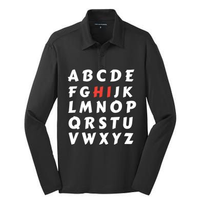 School Hi Funny Alphabet Eleo Teacher Gift Silk Touch Performance Long Sleeve Polo