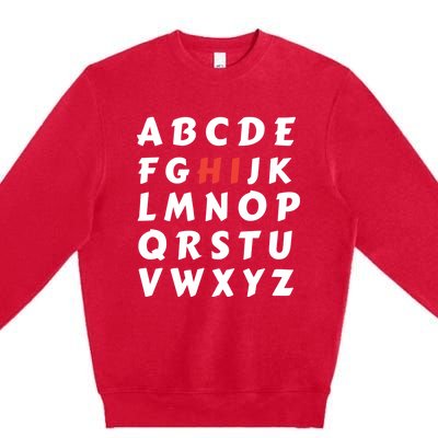 School Hi Funny Alphabet Eleo Teacher Gift Premium Crewneck Sweatshirt