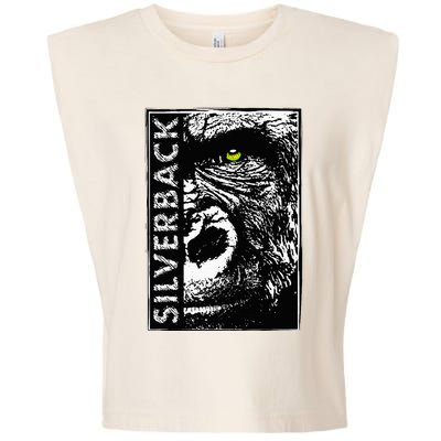 Silverback Half Face Gorilla With Green Eyes Garment-Dyed Women's Muscle Tee