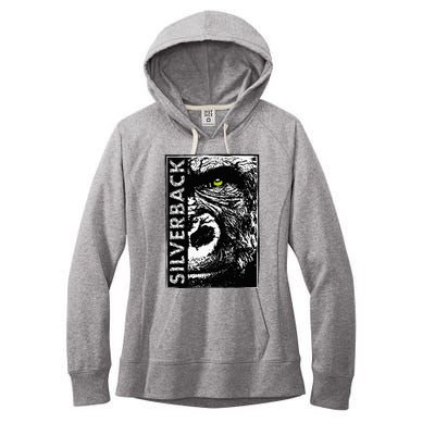 Silverback Half Face Gorilla With Green Eyes Women's Fleece Hoodie