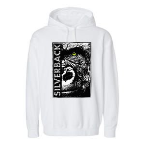 Silverback Half Face Gorilla With Green Eyes Garment-Dyed Fleece Hoodie