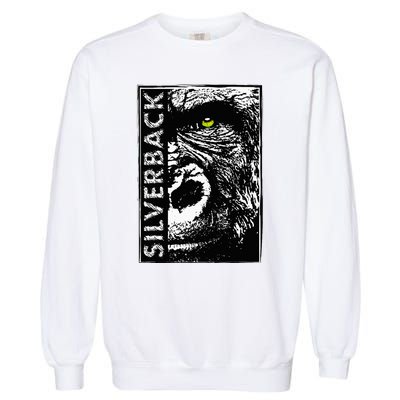 Silverback Half Face Gorilla With Green Eyes Garment-Dyed Sweatshirt