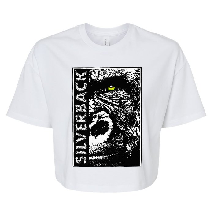 Silverback Half Face Gorilla With Green Eyes Bella+Canvas Jersey Crop Tee