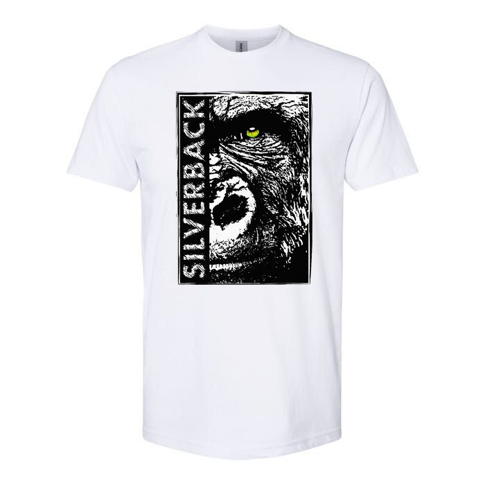 Silverback Half Face Gorilla With Green Eyes Softstyle CVC T-Shirt