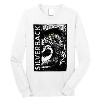 Silverback Half Face Gorilla With Green Eyes Long Sleeve Shirt