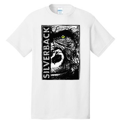 Silverback Half Face Gorilla With Green Eyes Tall T-Shirt