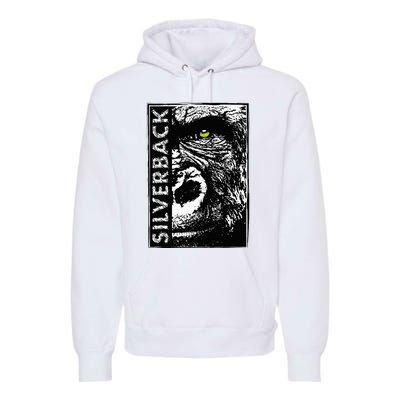 Silverback Half Face Gorilla With Green Eyes Premium Hoodie