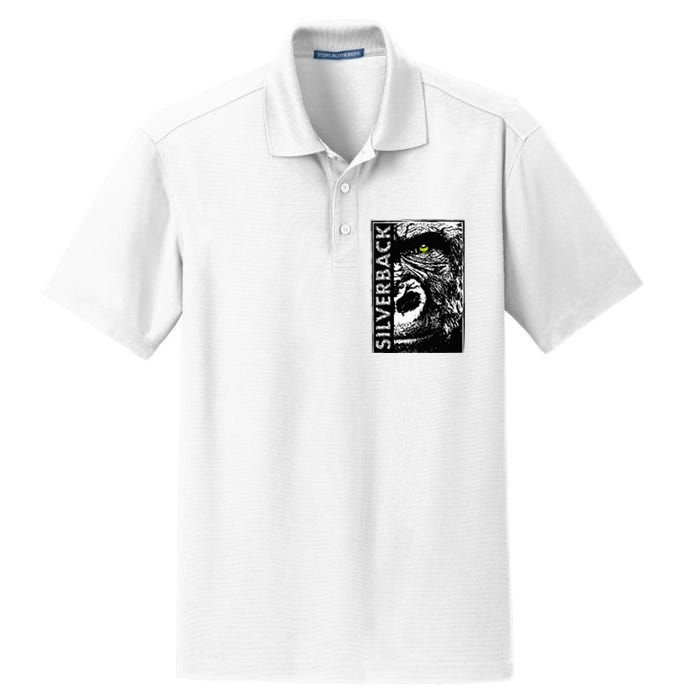 Silverback Half Face Gorilla With Green Eyes Dry Zone Grid Polo