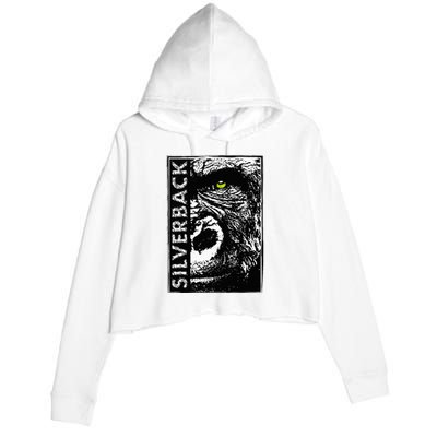 Silverback Half Face Gorilla With Green Eyes Crop Fleece Hoodie