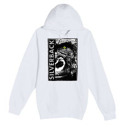 Silverback Half Face Gorilla With Green Eyes Premium Pullover Hoodie