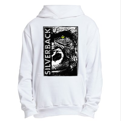 Silverback Half Face Gorilla With Green Eyes Urban Pullover Hoodie