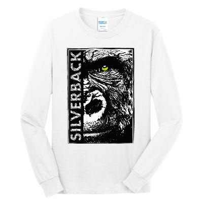 Silverback Half Face Gorilla With Green Eyes Tall Long Sleeve T-Shirt