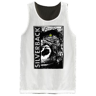 Silverback Half Face Gorilla With Green Eyes Mesh Reversible Basketball Jersey Tank