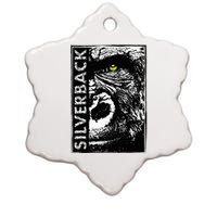 Silverback Half Face Gorilla With Green Eyes Ceramic Star Ornament