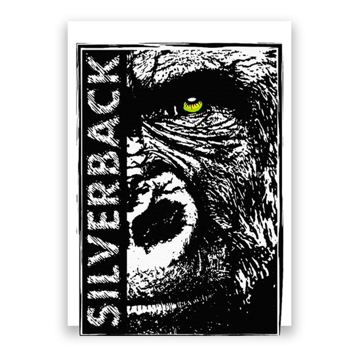 Silverback Half Face Gorilla With Green Eyes Poster