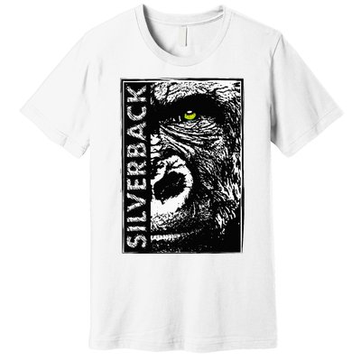 Silverback Half Face Gorilla With Green Eyes Premium T-Shirt