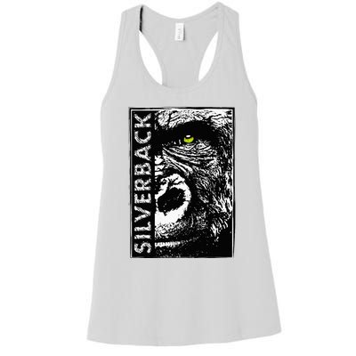 Silverback Half Face Gorilla With Green Eyes Women's Racerback Tank