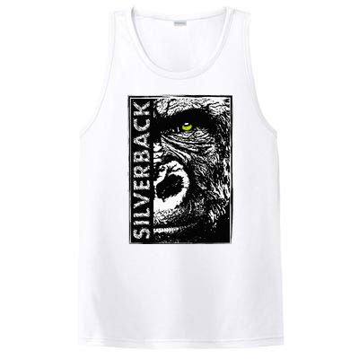 Silverback Half Face Gorilla With Green Eyes PosiCharge Competitor Tank