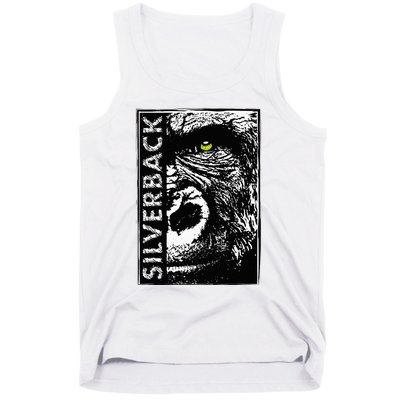 Silverback Half Face Gorilla With Green Eyes Tank Top