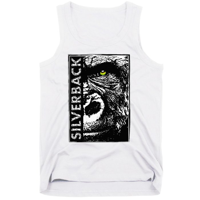 Silverback Half Face Gorilla With Green Eyes Tank Top