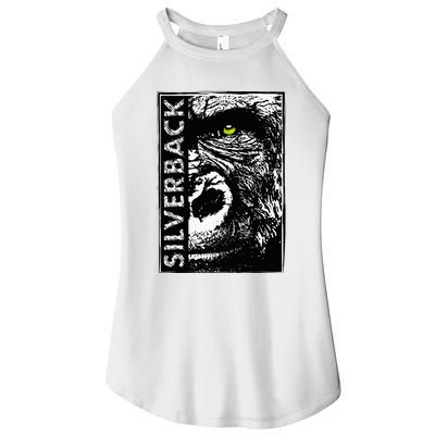 Silverback Half Face Gorilla With Green Eyes Women’s Perfect Tri Rocker Tank