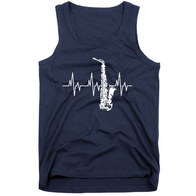 Saxophone Heartbeat Funny EKG Sax Player Gift Men Women Tank Top