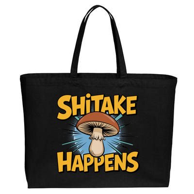 Shitake Happens Funny Fungi Mushroom Humor Nerd Dad Joke Gift Cotton Canvas Jumbo Tote