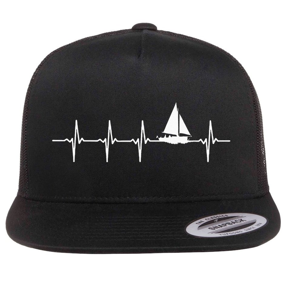 Sailing Heartbeat For Sailors Flat Bill Trucker Hat