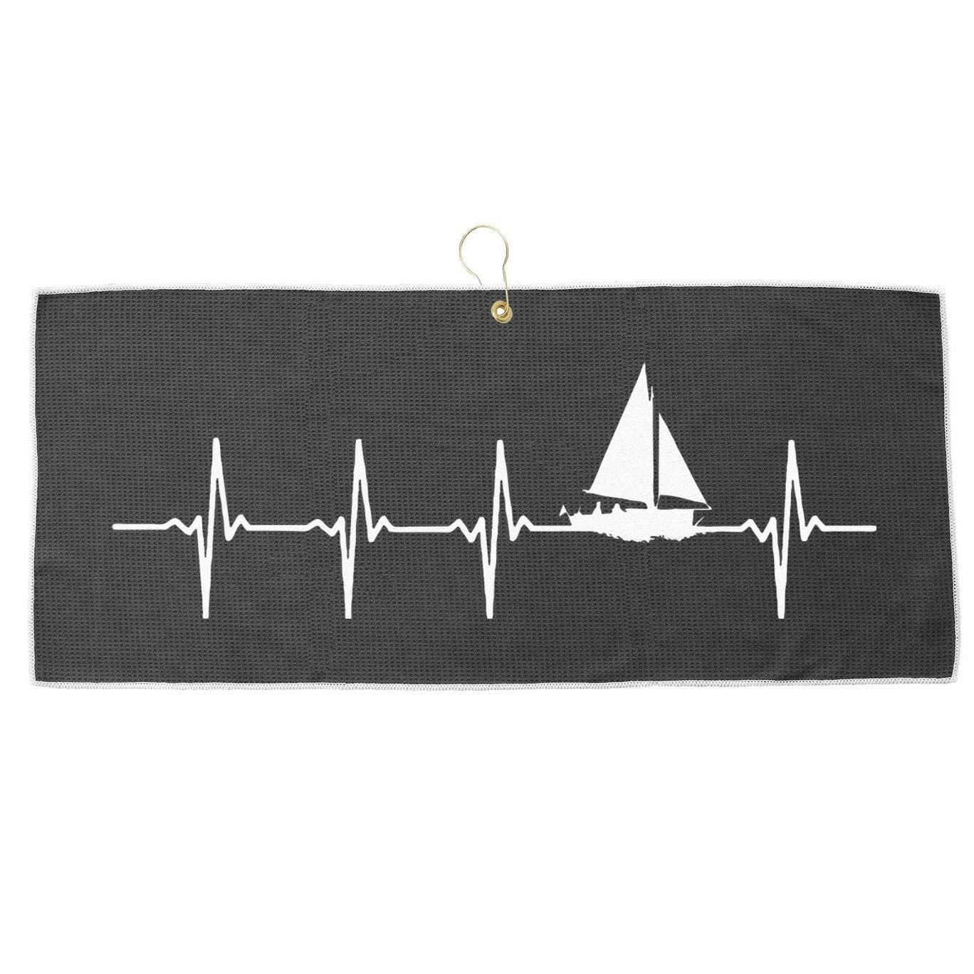 Sailing Heartbeat For Sailors Large Microfiber Waffle Golf Towel