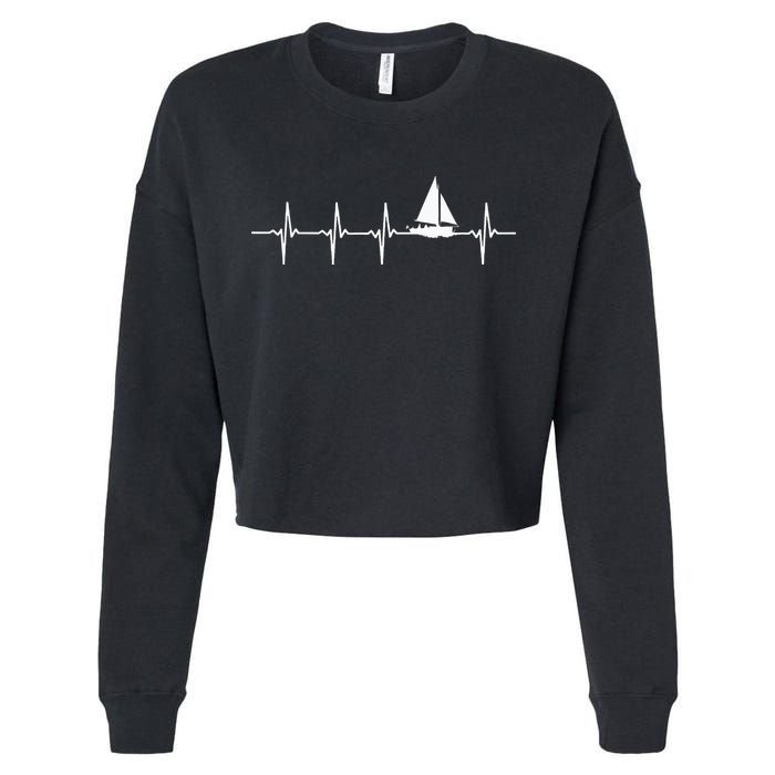 Sailing Heartbeat For Sailors Cropped Pullover Crew