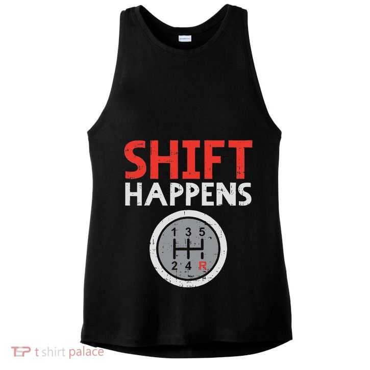 Shift Happens Funny Car Gear Pun Race Driver Racing Gift Ladies PosiCharge Tri-Blend Wicking Tank