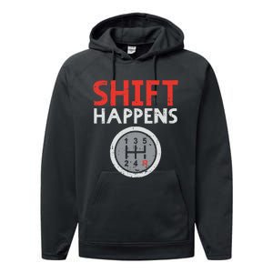 Shift Happens Funny Car Gear Pun Race Driver Racing Gift Performance Fleece Hoodie