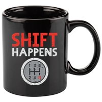 Shift Happens Funny Car Gear Pun Race Driver Racing Gift 11oz C Handle Ceramic Mug