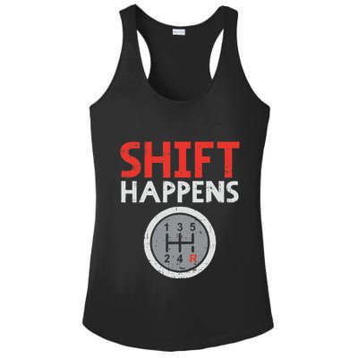 Shift Happens Funny Car Gear Pun Race Driver Racing Gift Ladies PosiCharge Competitor Racerback Tank