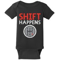 Shift Happens Funny Car Gear Pun Race Driver Racing Gift Baby Bodysuit