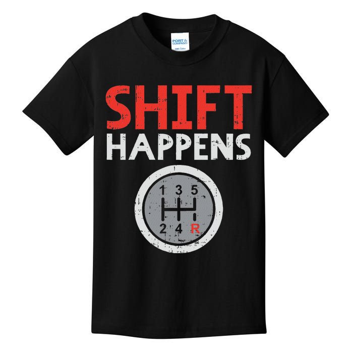 Shift Happens Funny Car Gear Pun Race Driver Racing Gift Kids T-Shirt