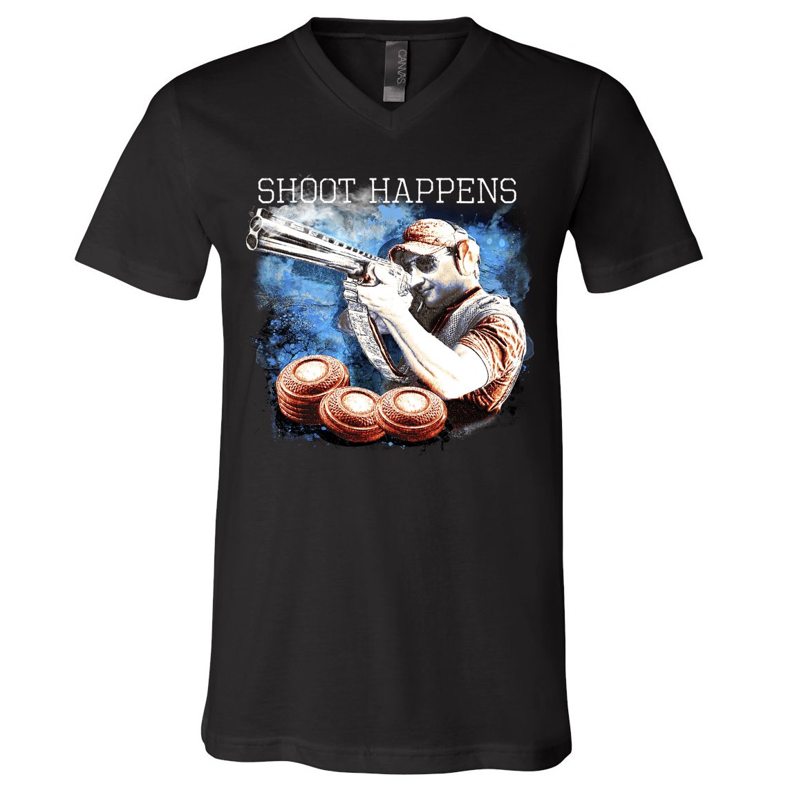 Shoot Happens Funny Trap Shooting V-Neck T-Shirt