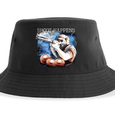 Shoot Happens Funny Trap Shooting Sustainable Bucket Hat