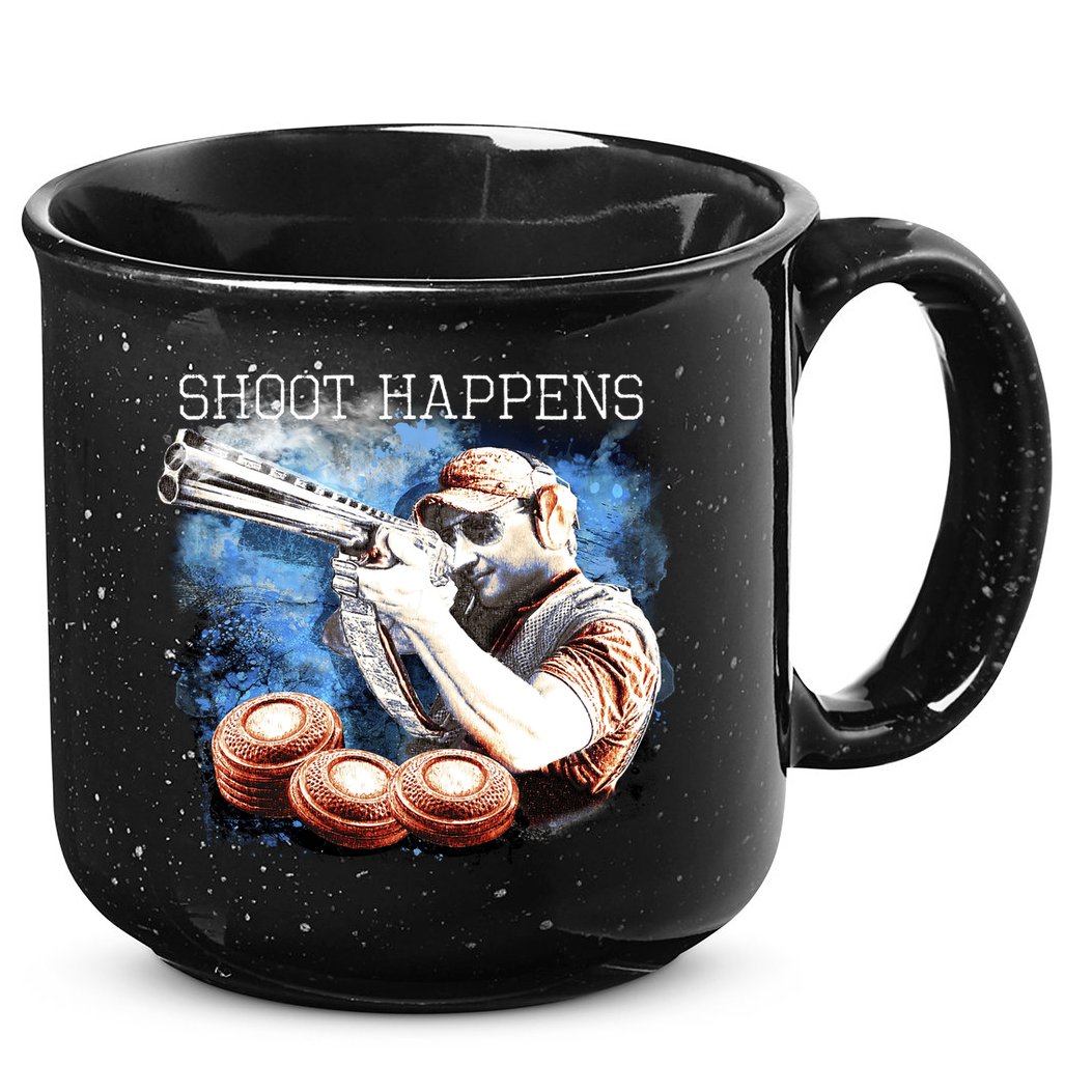 Shoot Happens Funny Trap Shooting 15oz Campfire Ceramic Mug